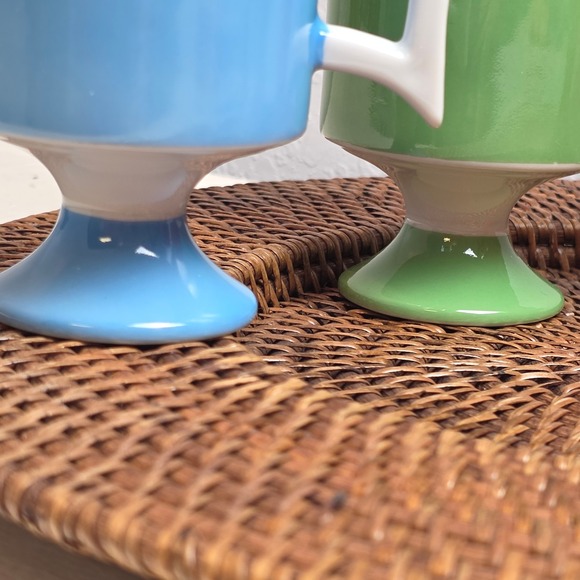 Vintage Corfu Footed Mugs Set of 4 Primary Colors MCM Pedestal Ceramic 3308S - Picture 2 of 8